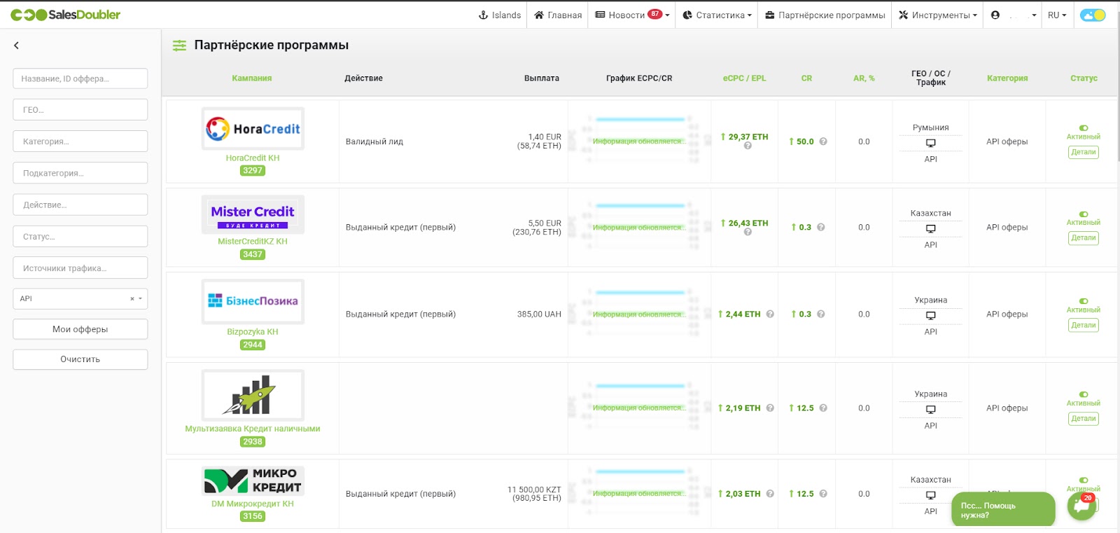 API трафик партнерские программы