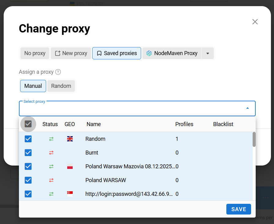 Change proxy