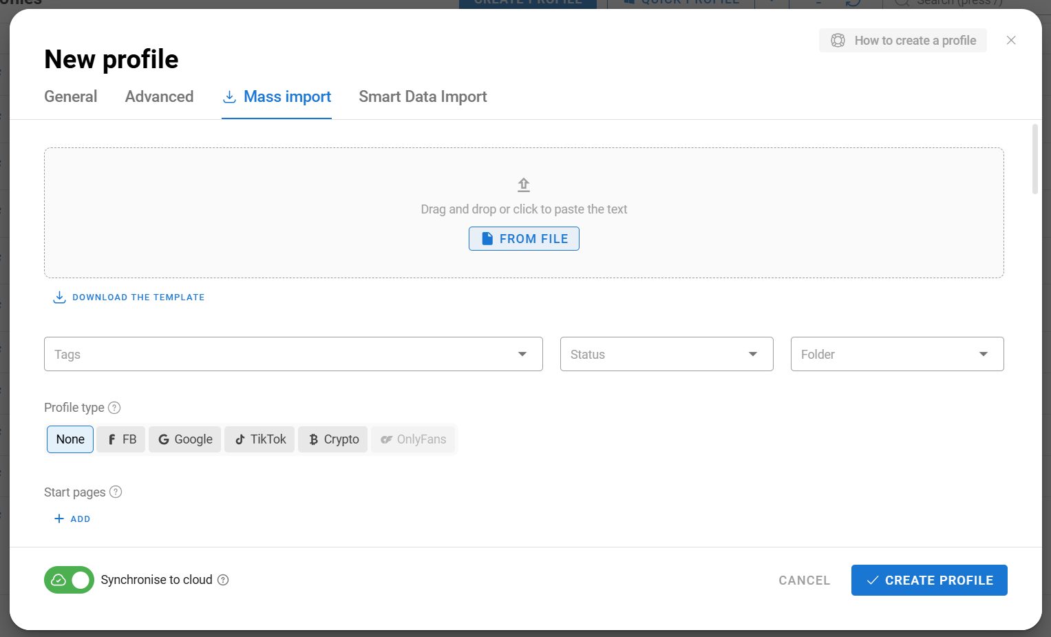 Anti-Detect Browser new profile